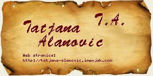 Tatjana Alanović vizit kartica